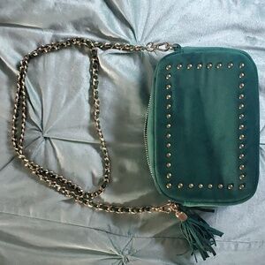 Sienna Jones Bag, green velvet, gold accents